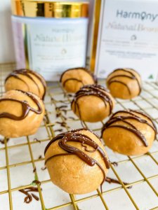 Peanut Butter Collagen Chocolate Bites | Cooling on rack